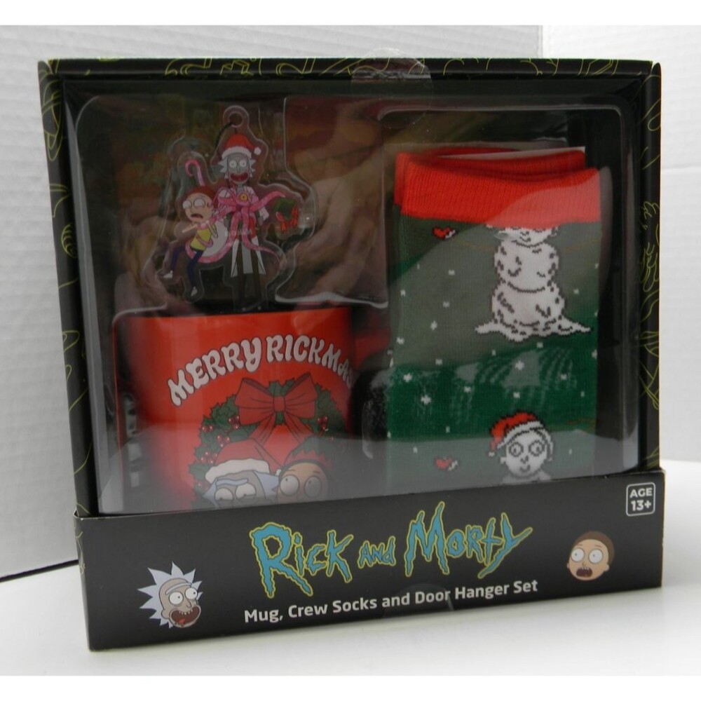 WB Rick and Morty Gift Set Mug Sock Ornament Adult Swim NIB